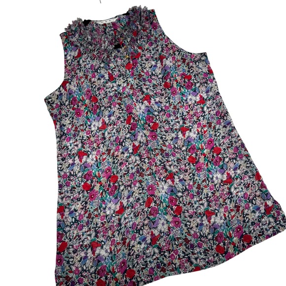 CAbi Tops - Cabi Womens‎ Top XS Sleeveless Liberty Floral Print Ruffle Collar Button Detail